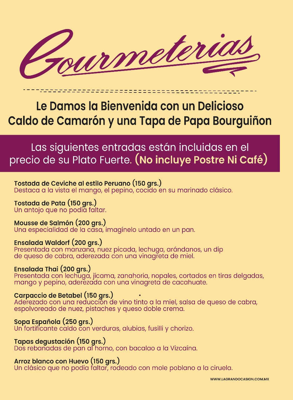 Menu la grand ocasion